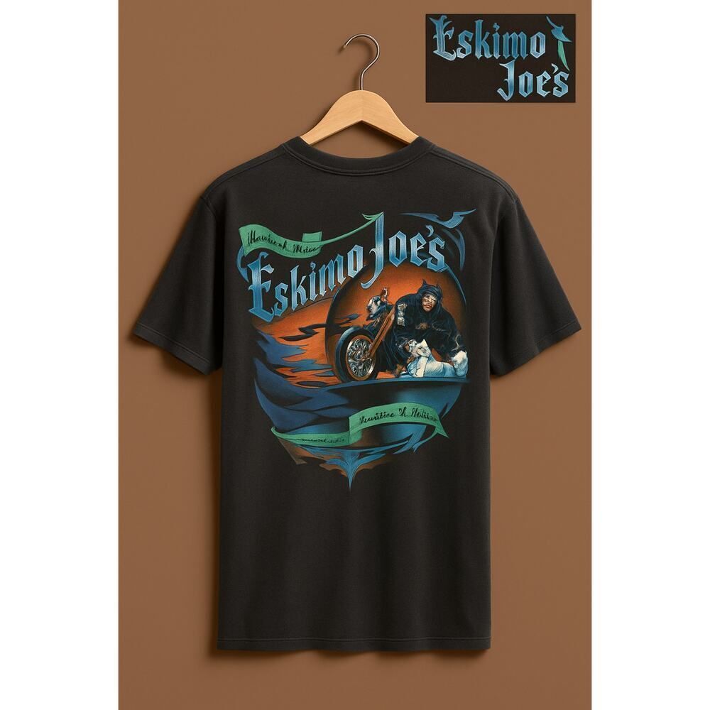 Vintage Y2K Hanes Eskimo Joe’s Black Biker Graphic T-Shirt Tee Shirt XL